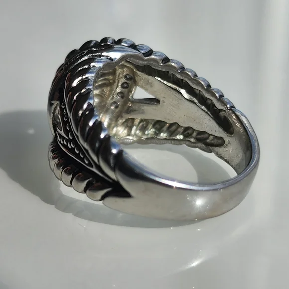 Premier Designs "Bound Together" faux rhodium plated unisex ring size 11.5 nwot - Picture 9 of 12